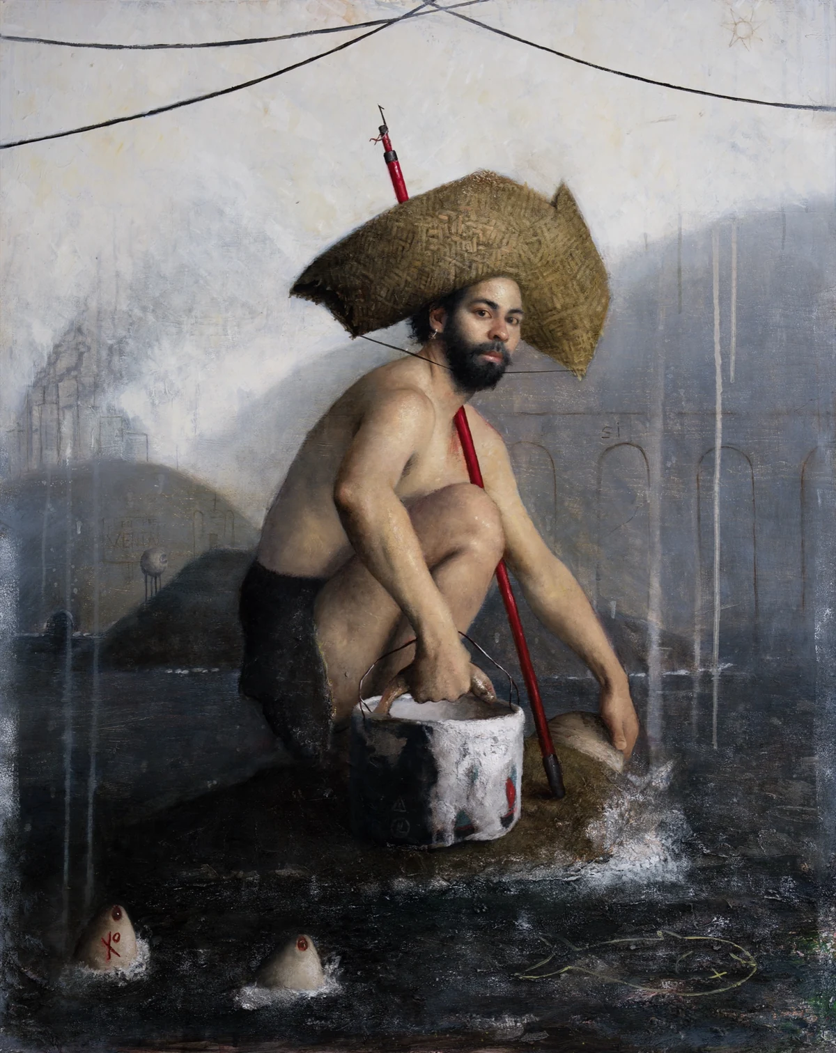 La Faena, 2025. Huile sur bois, 100 × 80 cm. huile de Raúl Campos.