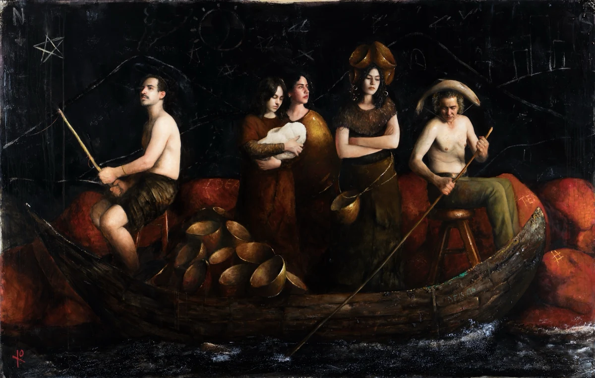 Los Mercaderes de Cobre, 2024, Oil on canvas, Raúl Campos